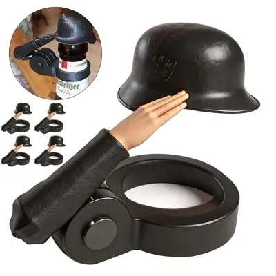 Produktbild von Bier Flaschen Helm Set 5er Kunststoff Flaschenaufsatz Party Zubehör Grill Camping Geschenkartikel Deko