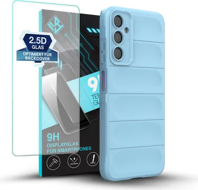 Produktbild von Handy Hülle für Samsung Galaxy A05s mit 9H Displayglas Displayschutz Plus Grip Case Cover Schutzhülle Softgrip Farbe: Hellblau