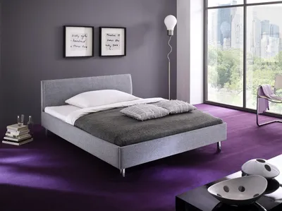 Produktbild von Polsterbett Bett Doppelbett - JENNY -140x200 cm Stoffbezug Hellgrau