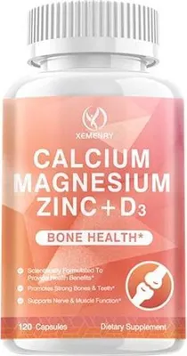 Produktbild von Calcium Magnesium Zinc + Vitamin D3 (120 Kapseln) Nahrungsergänzungsmittel, Knochen, Muskeln, Zähne, Immunsystem