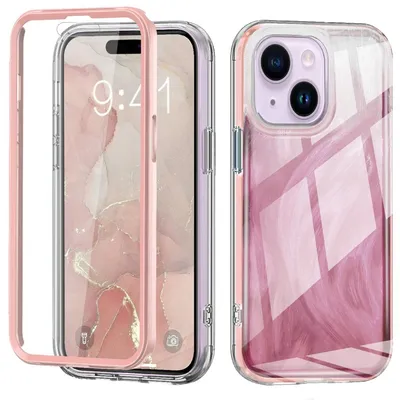 Immagine prodotto di Per Apple iPhone 15 Design a molla Paraurti Ibrido TPU PC Custodia protettiva Cover rosa