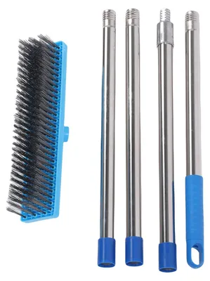 Obrázok produktu pre 20 cm tvrdá čistiaca kefa, teleskopická rúčka, oceľový drôt, kefa na odstraňovanie nečistôt, machu, vonkajších podláh, terás, záhrady, garáže, 160 cm