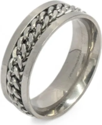 Obrázek produktu pro Antistresový prsten s otočným řetízkem, černý nebo stříbrný Anxiety Ring Silver US 9