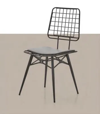 Produktbild von Gartenstuhl Terrassen Stuhl Esszimmerstuhl Metallstuhl Mit Kissen Schwarz