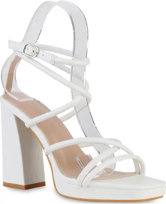 Produktbild von VAN HILL Damen High Heels Sandaletten Party Plateau Vorne Schuh 839940, Farbe: Weiß, Größe: 40