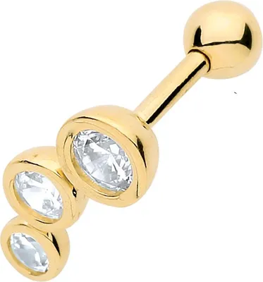 Produktbild von Wunderschöne 9 Karat (375) Gold Damen - Einzel Knorpel Ohrstecker mit Zirkonia - 10mm*4mm; TRS25910