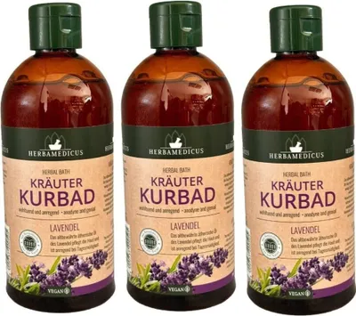 Produktbild von 3x500 mlHerbamedicus Kräuterbad Kräuter Kurbad Lavendel