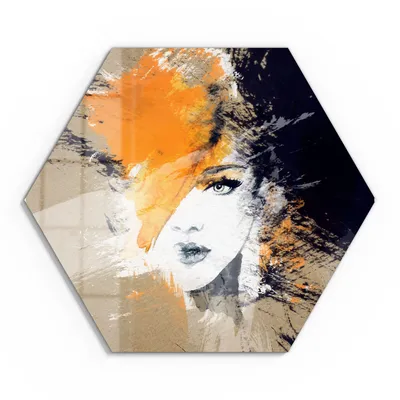 Produktbild von DEQORI Glasbild Echtglas 40x35 cm 'Abstraktes Gesicht' Wandbild Bild modern Deko