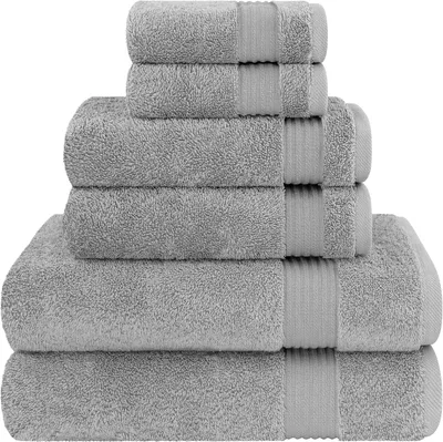 Immagine prodotto di Set di asciugamani da 6 pezzi, assorbenti, composto da: 2 asciugamani da bagno, 2 asciugamani e 2 spugne, ideali per cucina e bagno