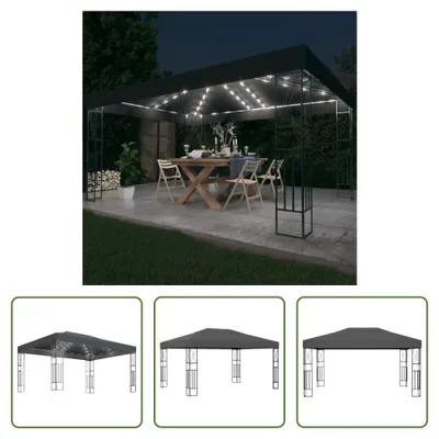 Produktbild von The Living Store Pavillon mit LED-Lichterkette 3x4 m Anthrazit Stoff