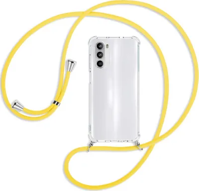 Produktbild von Handykette Backcover-Schutzhülle mit Band (Metall silberfarben) für Motorola Moto G52 / G82 - gelb