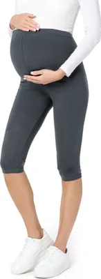 Image de Leggings de grossesse 3/4 en coton Be Mammy BE20-229 (Graphite, L)