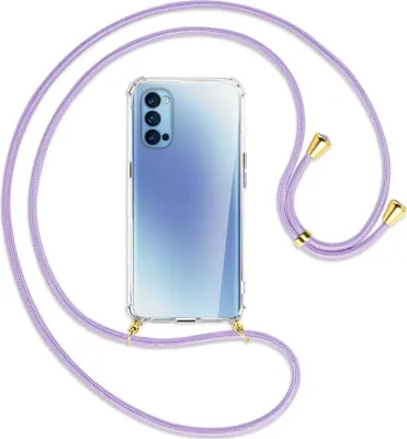 Produktbild von Handykette Backcover-Schutzhülle mit Band (Metall goldfarben) für Oppo Reno5 4G/5G - violett