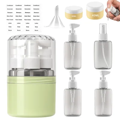 4-in-1 Reiseflaschen-Set, 50 ml, Pumpspender, auslaufsicher, für Reisen