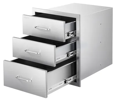 Immagine prodotto di VEVOR cassetti per cucina esterna 46x59x59 cm (LxPxH), cassetti per barbecue tripli in acciaio inox con maniglie, cassetti per barbecue per cucina esterna o isola barbecue patio cassettiera stazione barbecue