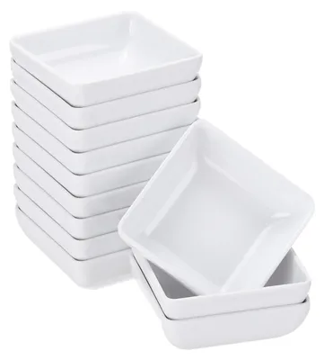 12er-Set quadratische Dip-Schalen, weiß, 7,3 cm, Kunstharz