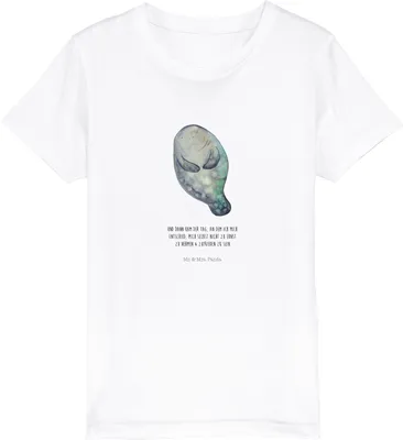 Produktbild von Mr. & Mrs. Panda Organic Kinder T-Shirt Seekuh Happy 7-8 Jahre (122/128) - Weiß - Geschenk, Zufrieden, Liebeskummer, Kleinkinder, Freundin, Respekt, Achtsamkeit, Meer