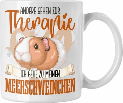 Produktbild von Trendation - Meerschweinchen Tasse Geschenk für Meerschweinchen Besitzer Therapie Lustiger Spruch Geschenkidee (Weiß)