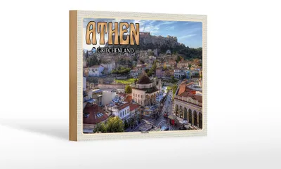 Produktbild von Holzschild Reise 18x12 cm Athen Griechenland Monastiraki Dekoration