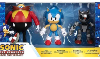 Produktbild von Sonic The Hedgehog 3er-Pack Actionfiguren 30-jähriges Jubiläum - Sonic, Dr. Eggman, Mecha Sonic 10 cm