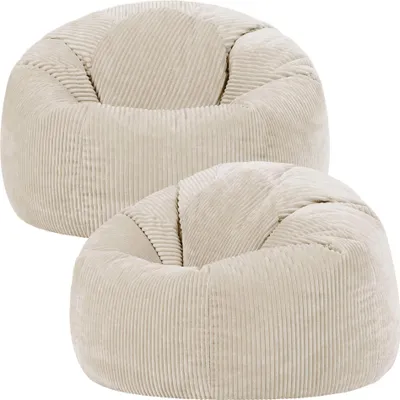 Produktbild von 2er Set icon Klassischer Sitzsack Bean Bag, Cord Kuschelstuhl Sitzsäcke Für Das Wohnzimmer, Beige - Hergestellt in Deutschland