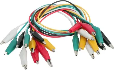 Produktbild von Set mit 10 Mini-Krokodilklemmen mit 37 cm Kabel - verschiedenfarbige Jumperkabel für elektrische Verbindungen - praktisches und kompaktes Klemmen-Set [20143]