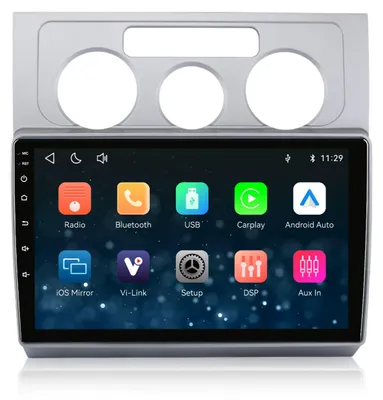 Produktbild von Silber 10 Zoll Autoradio für VW Touran 1T1 1T2 1T3 2003-2010 Linux mit CarPlay, Android Auto, Navigation, Bluetooth 5.1, WLAN & Mirror Link