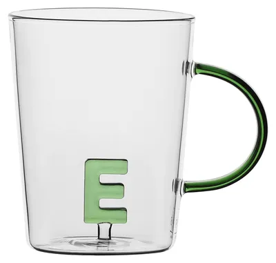 Buchstabenbecher 'E' aus Borosilikatglas, 400 ml