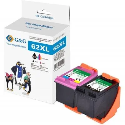 Immagine prodotto di G&G 20632 G&G XL-Patrone Multipack kompatibel mit HP 62XL BK + COL