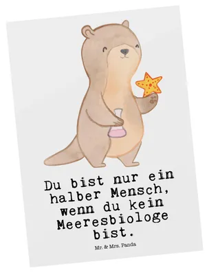 Produktbild von Mr. & Mrs. Panda Postkarte Meeresbiologe Herz - Weiß - Geschenk, Meeresforscher, Postkarten, Ansichtskarten, Studium, Lustig, Grußkarte, Fotokarte, Spruch, Ansichtskarte