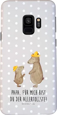 Produktbild von Mr. & Mrs. Panda Samsung Galaxy S9 Handyhülle Bären mit Hut - Grau Pastell - Geschenk, Cover, Smartphone Hülle, Papa, Vatertag, Bär, Muttertag, Handy Schutzhülle, Familie