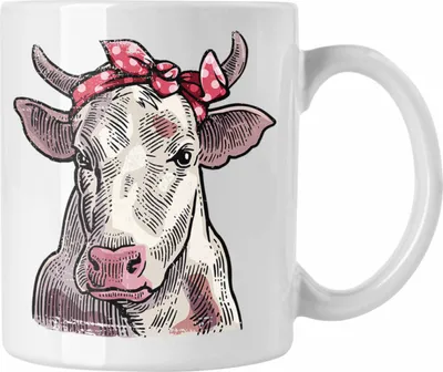 Produktbild von Trendation - Süße Kuh Tasse Geschenk für Landwirt Bauern Geschenkidee Geburtstag Frauen (Weiß)