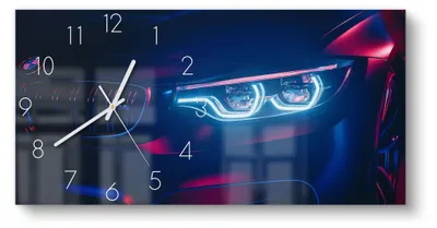 Produktbild von DEQORI Glasuhr 60x30 cm Zahlen 'BWM Frontal Nahaufnahme' Wanduhr Glas Uhr Design leise