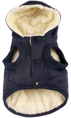 Immagine prodotto di Giacca in pile per cani, con cappuccio, colore blu, taglia XS