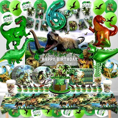 Produktbild von Geburtstagsballons Set für Dino-Themenparty, 146 Stück