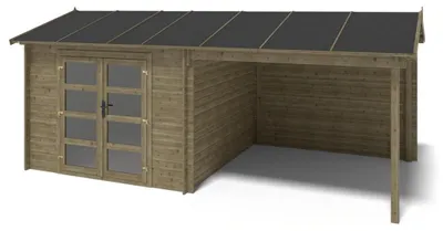Immagine prodotto di Casetta da giardino in legno - 17.4m2 - 5.79x3m - impregnata - 28mm - colore: verde