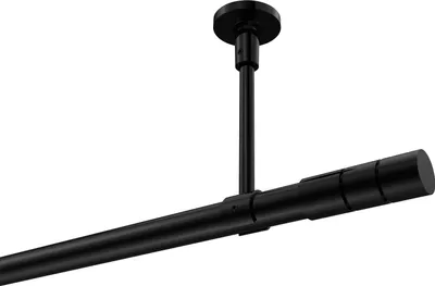 Produktbild von Interdeco Gardinenstange / Vorhangstange Schwarz, Typ Sonette Elanto (Rillenzylinder) ohne Ringe, Deckenmontage, 20 mm Ø 1-läufig, 260 cm