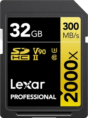 Produktbild von Lexar LSD200032G-BNAG Professional 2000X SDHC Class 10 UHS-II U3 V90 SDHC Speicherkarte, 32 GB, Class 10 / UHS-III