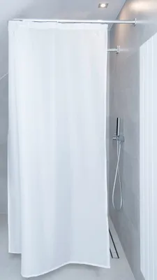 Produktbild von Textil Duschvorhang Weiss 90x200 cm mit Gardinenband und Haken Gardine Fenstervorhang