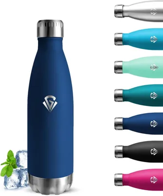 Produktbild von Edelstahl Trinkflasche 500 ml, BPA-frei, Auslaufsicher, Doppelwandig Isoliert, Dunkelblau, für Kinder
