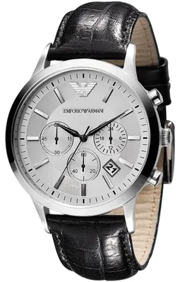 Produktbild von Emporio Armani Klassik Herren Lederuhr Silber Braun