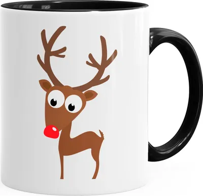 Produktbild von Lustige Weihnachts Tasse mit Rentier Motiv MoonWorks® schwarz unisize