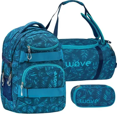 Produktbild von Wave Schulrucksack Set Infinity JUNGLE VIBE ab 4/5 Klasse für Mädchen und Jungen mit Sporttasche und Schlamper