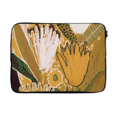 Produktbild von MuchoWow® Laptop Hülle 13 Zoll Blumen - Gelb - Pflanzen Laptoptasche - Laptophülle - Sleeve - Rundumschutz