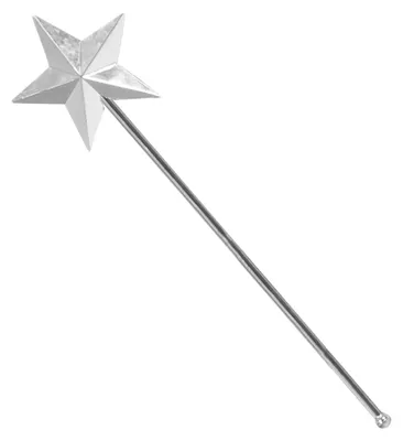Produktbild von Silberner Feen-Zauberstab mit fünfzackigem Stern, 43 cm, für Karnevalsverkleidung