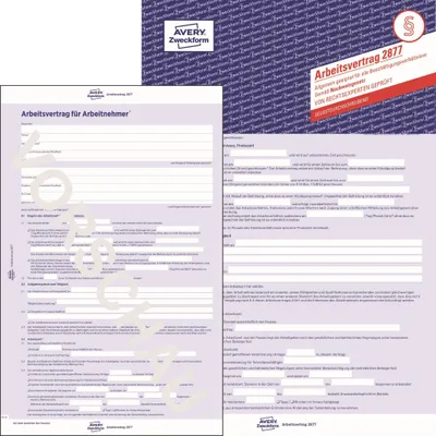 Produktbild von Avery Zweckform 2877, Arbeitsvertrag, für Arbeitnehmer, A4, 5-seitig mit Durchschlag, selbstdurchschreibend