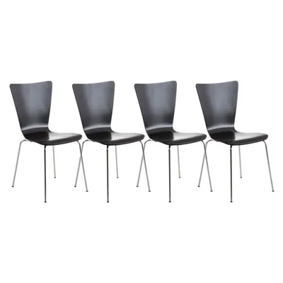 Produktbild von CLP 4er Set Besucherstuhl Aaron mit Holzsitz und Metallgestell schwarz