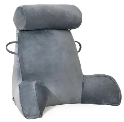 Image de Coussin de lecture, forme en U, housse amovible et lavable, gris, 75 x 40 x 50 cm-a