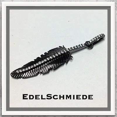 Produktbild von Edelschmiede925 Kettenanhänger in 925 Silber rutheniert - Feder