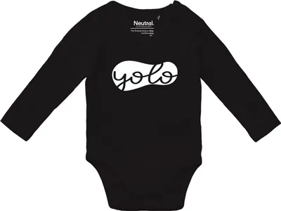 Produktbild von Huuraa Baby Body YOLO you only live once 68 Black  Baumwolle Fairtrade Langarmbody Geschenkidee